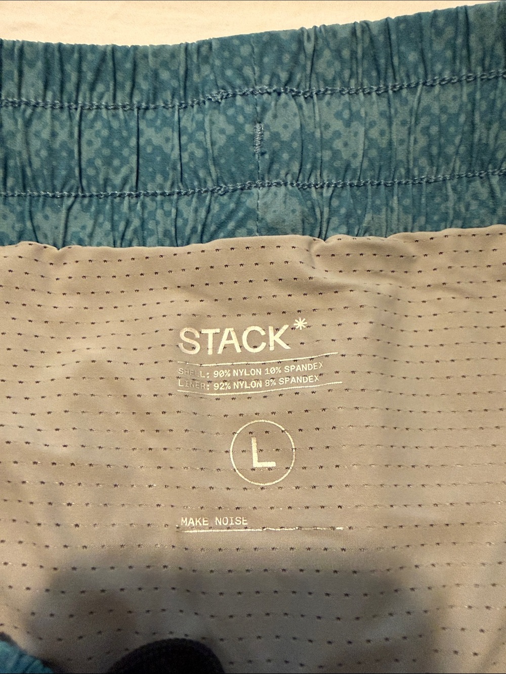 Men's Teal Patterned Swim Trunks with Elastic Waist - Picture 4 of 4